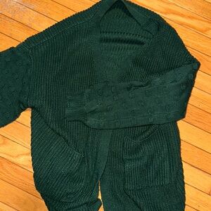Green Cardigan with Puff sleeves